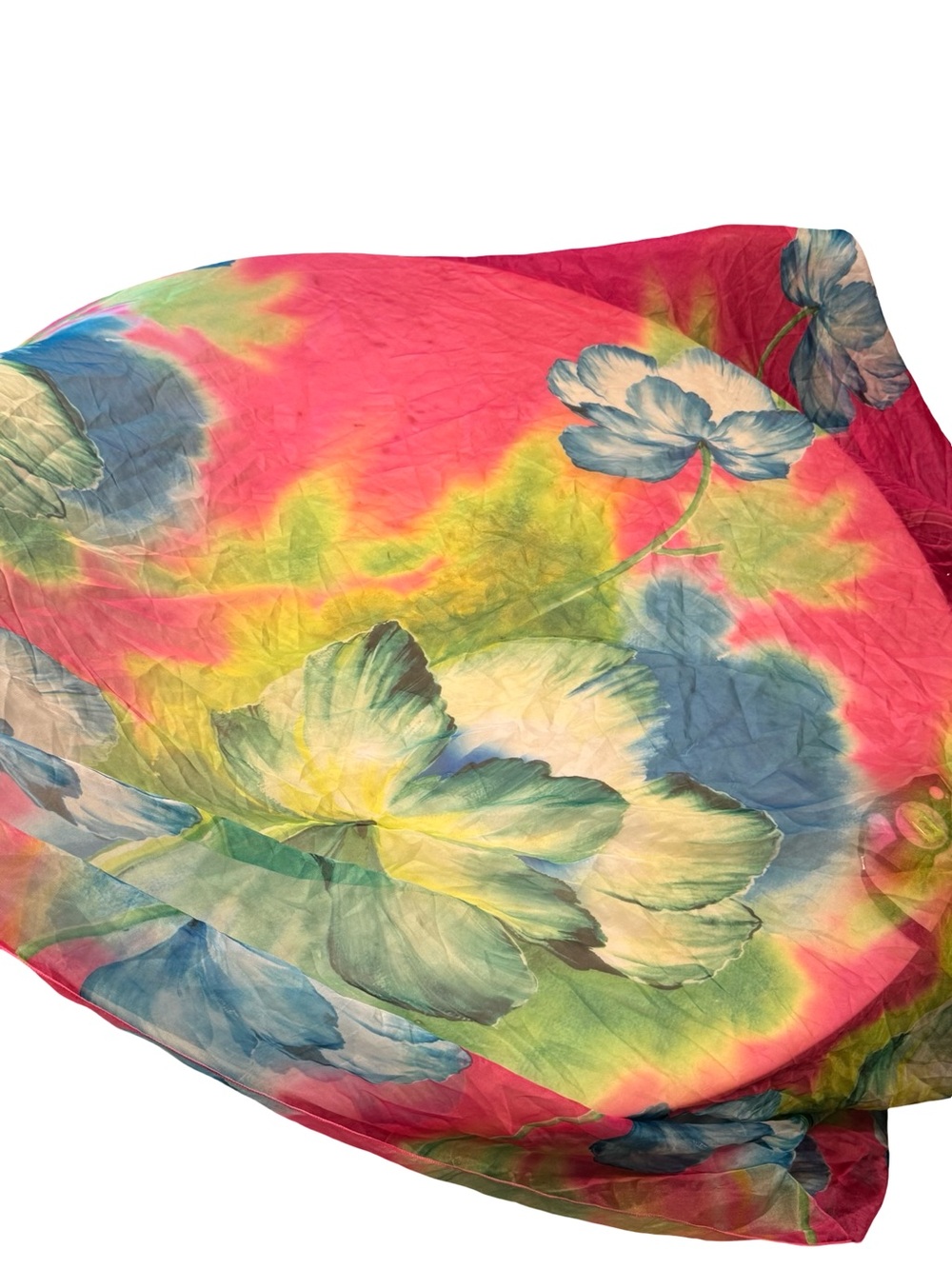 ππΈπ Bright Sarong Floral Silk Scarf - Pink, Yellow, Blue ππΈπ - Picture 1 of 5